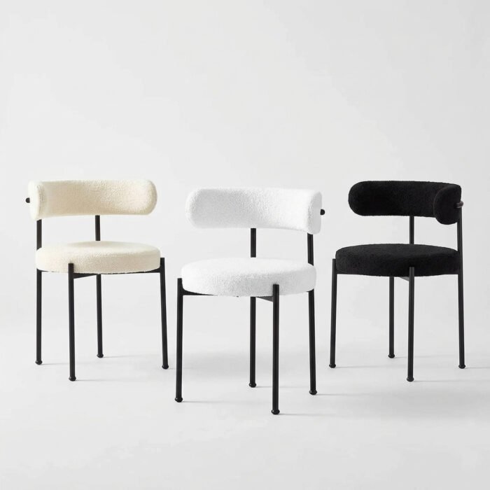 chaise lumi tissu boucle blanc design moderne confortable
