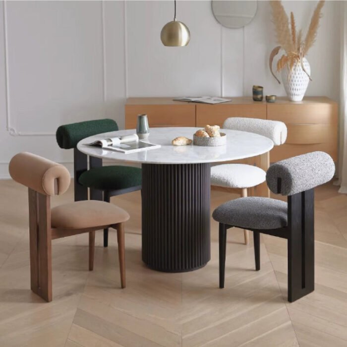 table ronde marbre loumax 4 chaises salle a manger moderne maroc