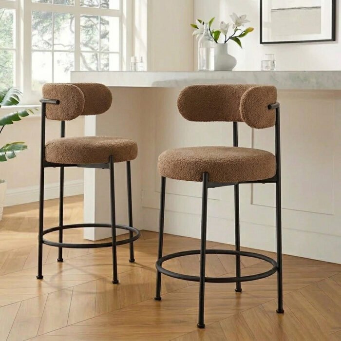 tabouret chaise lumi tissu boucle blanc bar moderne