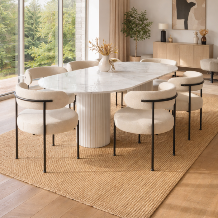ensemble salle a manger ortha table marbre 6 chaises moderne