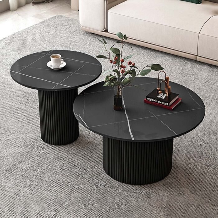 tables basses gigognes marbre cuba black salon moderne maroc